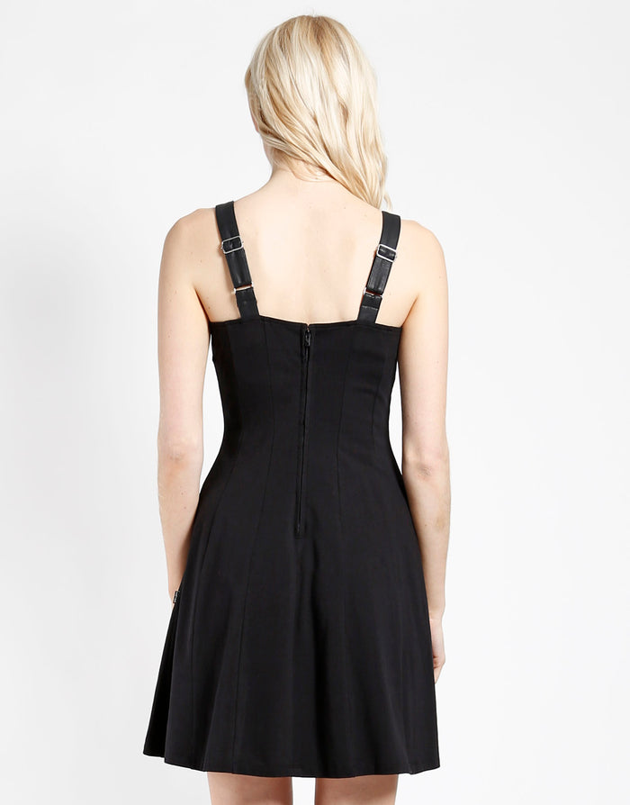 model showing back of dress