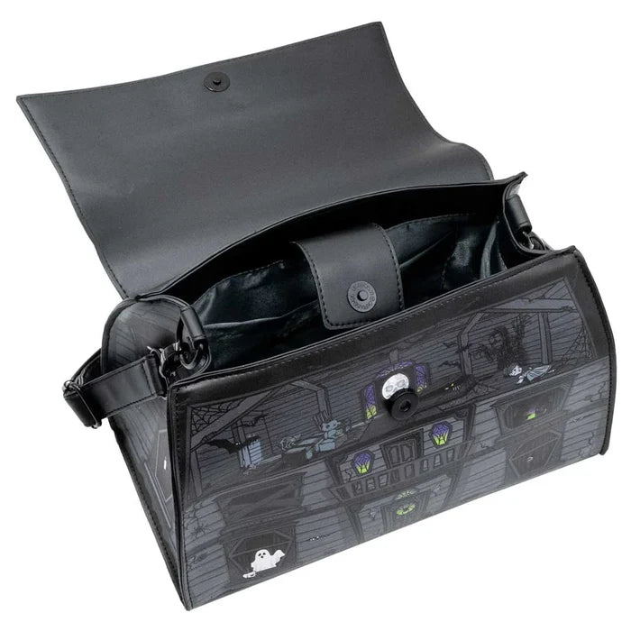 inside of bag on display with white background