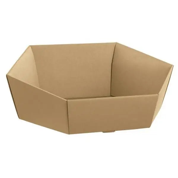 Hexagon Tray - Natural Kraft - Folding Corrugate Tray - Mac Paper Supply