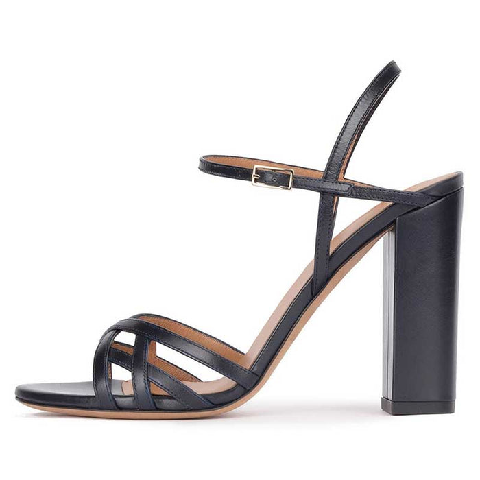 High Block Heel Sandals in Gold, Black, Silver, Nude, White