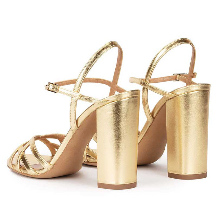 High Block Heel Sandals in Gold, Black, Silver, Nude, White