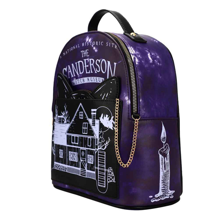 side of backpack on display