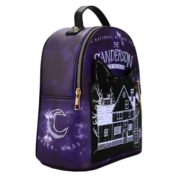 side of backpack on display