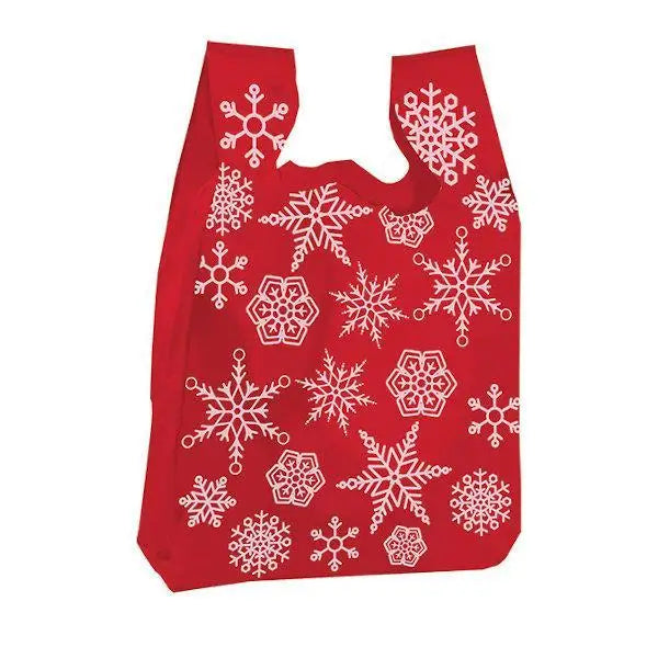 Holiday Snowflake T-Shirt Bag | 1000/Carton - Mac Paper Supply