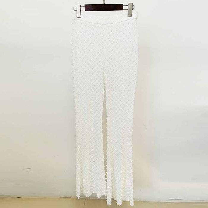 Hollowed Wedding Pantsuit with Pearls Event Set Formal Suits