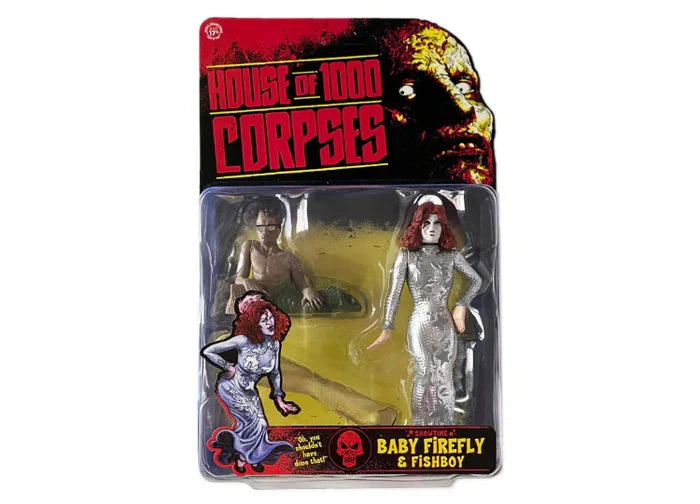 Packaged action figure set from 'House of 1000 Corpses' with 'Baby Firefly' and 'Fishboy'.