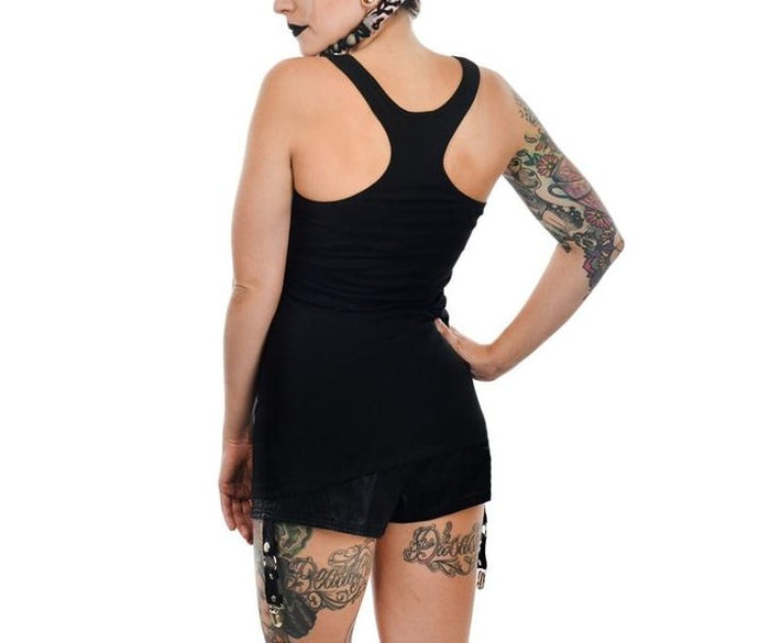 backside of tank top, plain black