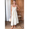 India Front Button Down Sundress in Honey Stripe - Romantiques