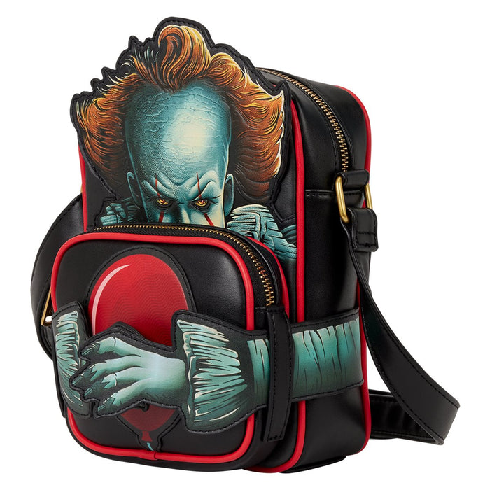 side of backpack on display with white background