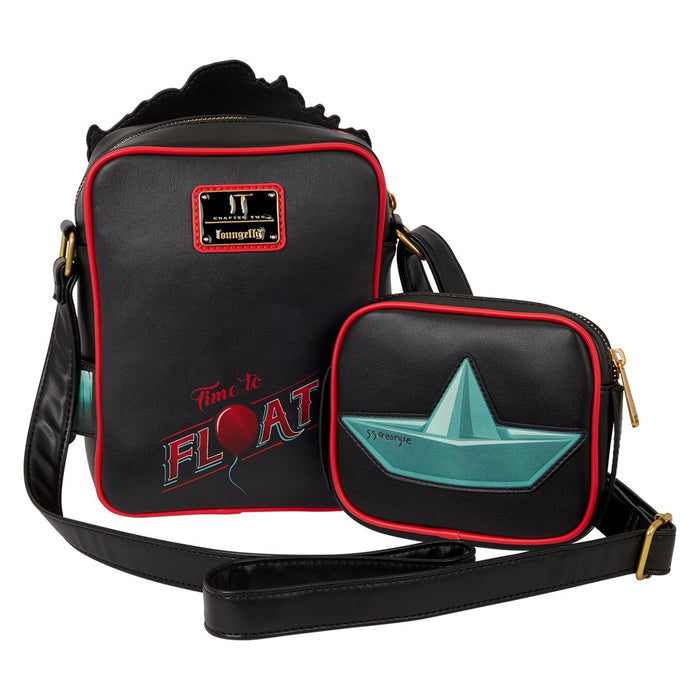 back of backpack on display with white background