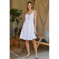 Italian Linen V-Neck Midi Slip Dress In White - Romantiques