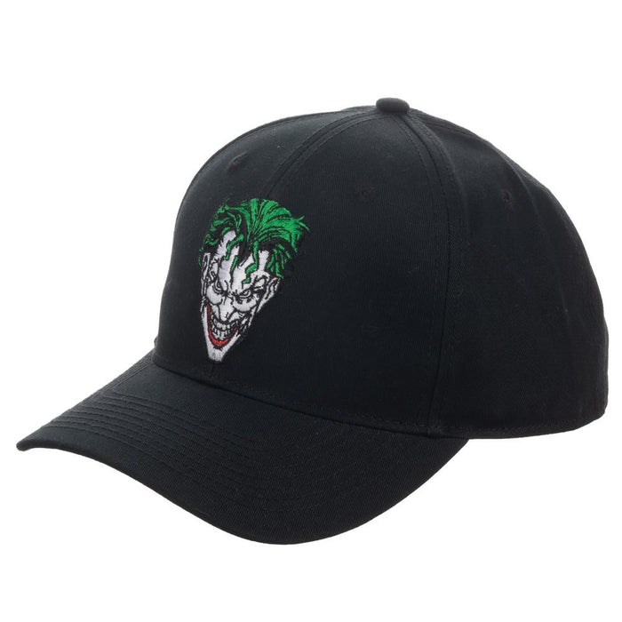 embroidered comic book joker face on black hat