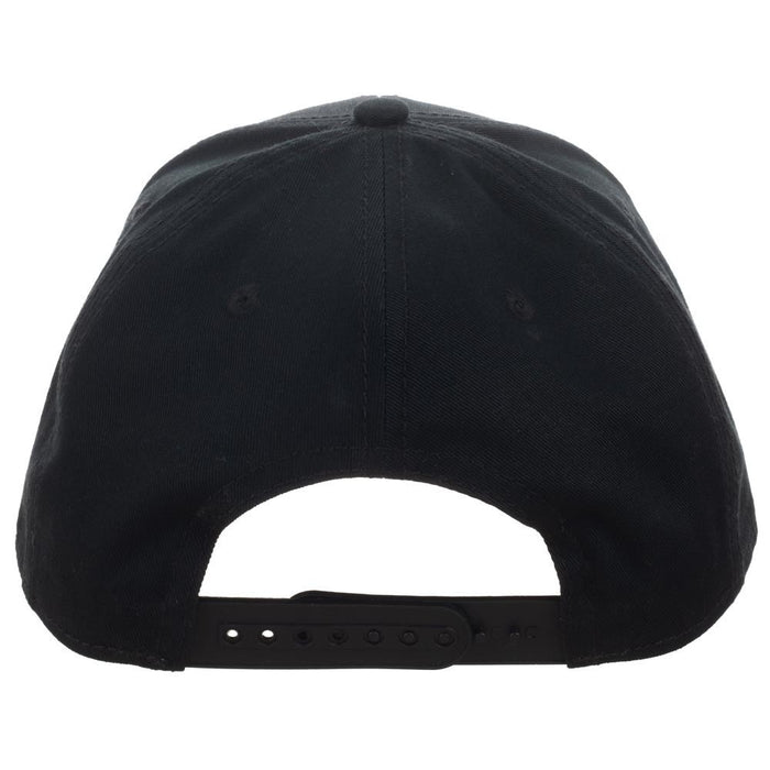backside of hat, plain black, with snapback adjustment