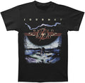 unisex black journey shirt with logo and raised on radio album cover art with text that reads "raised on radio"