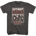 unisex gray kiss shirt with logo and band picture with text that reads "detroit rock city '76"