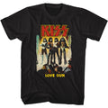 black unisex kiss shirt with logo and love gun album cover art and text that reads "love gun"