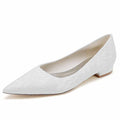 Elegant lace bridal flats for women with a pointed toe and delicate floral design