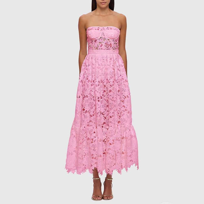 Lace Bustier Midi Dress