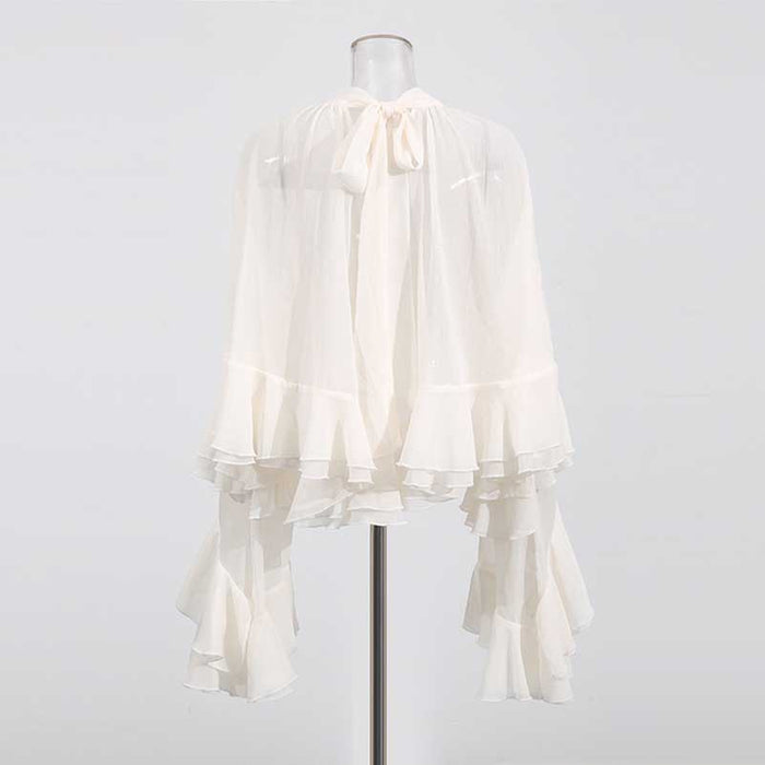 Layered Ruffle Chiffon Blouse –  Women’s Top with Flouncy Details