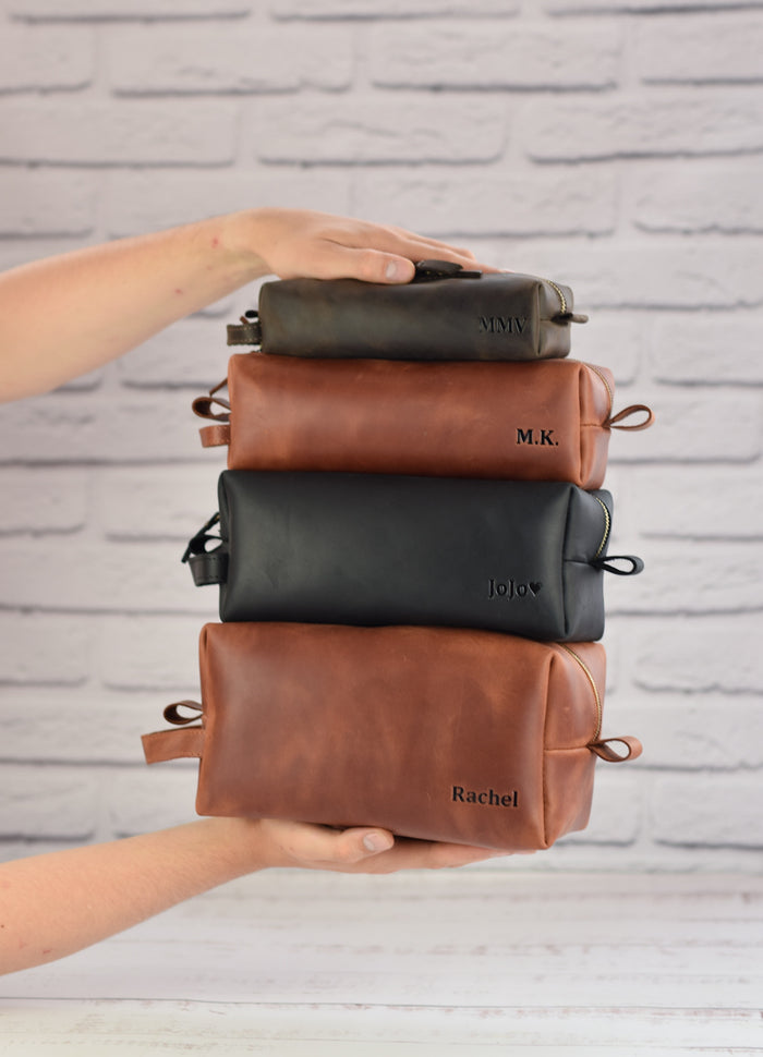 Leather toiletry bag 4 sizes