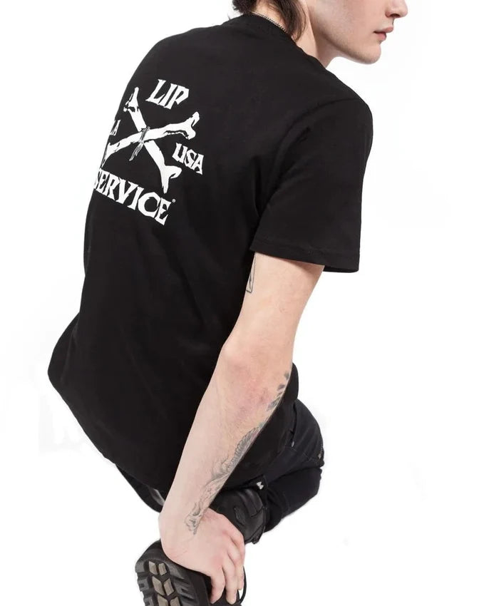 model showing back of shirt