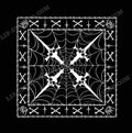 Black and white classic Lip Service logo bandana. Bandana has spider webs, barbwire, cross bones and daggers.