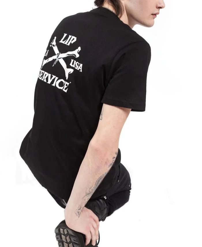 model showing back of shirt