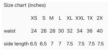 size chart