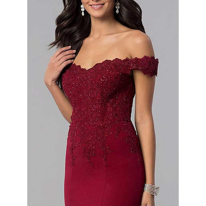 Mermaid Bridesmaid Dresses Long Prom Gown Lace Beaded Formal Evening Dresses