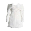 Mesh Open Shoulder Blazer Mini Blazer Dress