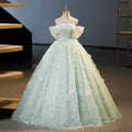 Mint Green Off-Shoulder Prom Dress – Ball Gown for Formal Evening, Sweet 16 & Quinceañera
