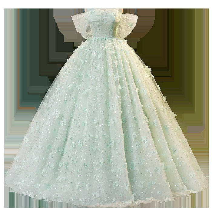 Mint Green Off-Shoulder Prom Dress – Ball Gown for Formal Evening, Sweet 16 & Quinceañera