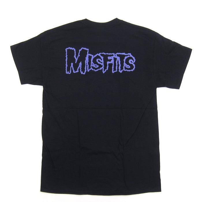 (backside of shirt) purple logo on top middle
