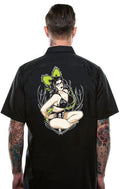 model showing back of shirt