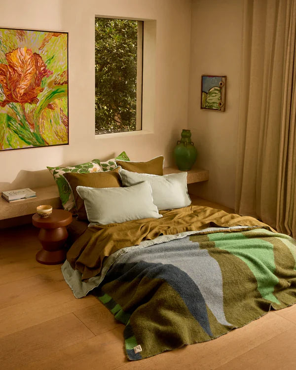 MOHAIR GEOMETRIC THROW in Green from Bonnie and Neil