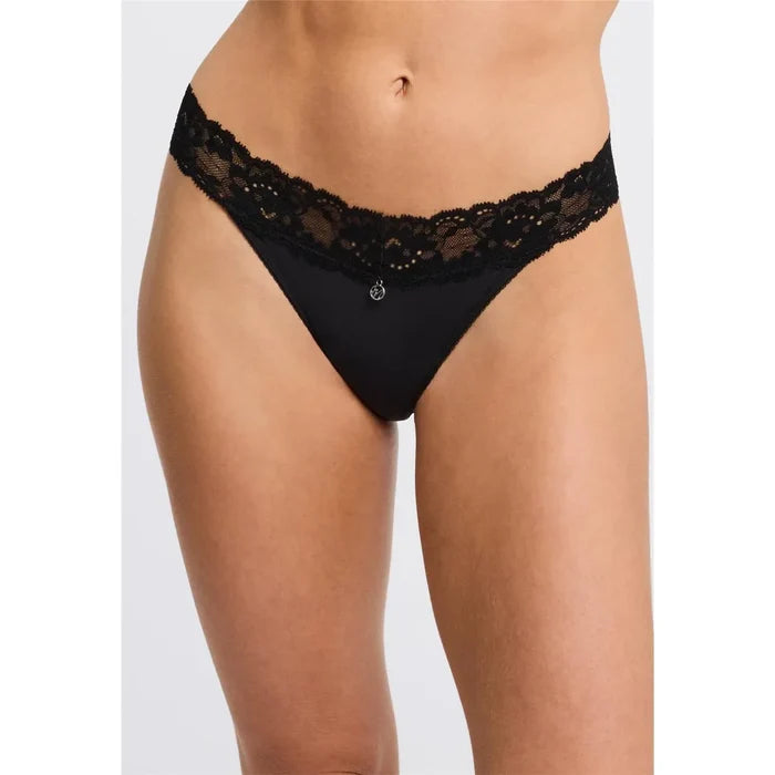 Montelle Essential Thong - Everyday Comfort Microfiber Thong with Lace - Romantiques