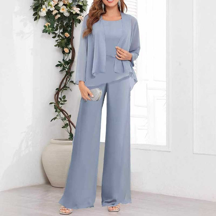 Mother of The Bride Pant Suit Wedding Elegant 3 Pieces Set Formal Suit