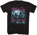 black unisex motley crue sleeveless muscle cut shirt with logo and girls girls girls album cover art and text that reads "girls girls girls"