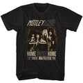 black unisex motley crue shirt with logo and staples center concert flyer and silly band picture with text that reads "home sweet home live at staples center los angeles, california '15"