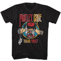 black unisex motley crue shirt with logo and 1987 tour graphic with text that reads "tour 1987"
