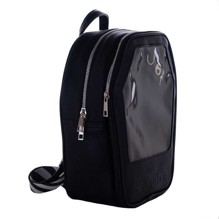 side of backpack on display