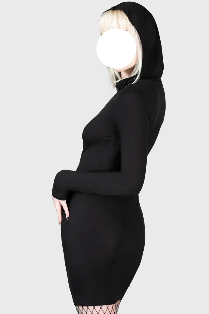 model showing back of dress