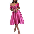 Off Shoulder Sequin Satin Prom Dresses A-Line Homecoming Dresses Bridesmaid Dress