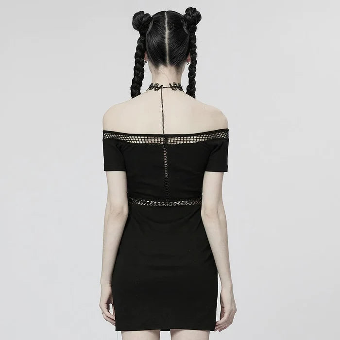 model showing back of dress