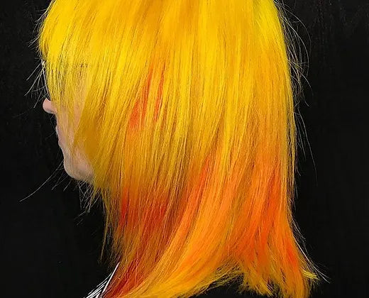 model showing hair dye in hair