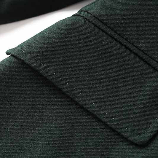 One Button Dark Green Pantsuit Fitted Blazer + Mid-High Rise Trousers Pantsuit Suit Formal Wear