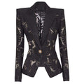 One Button Slim Fit Mesh Blazer in Black