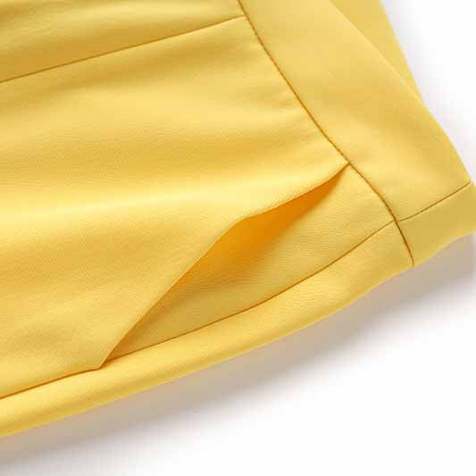 One Button Yellow Pantsuit Fitted Blazer + Mid-High Rise Trousers Pantsuit Suit Formal Wear