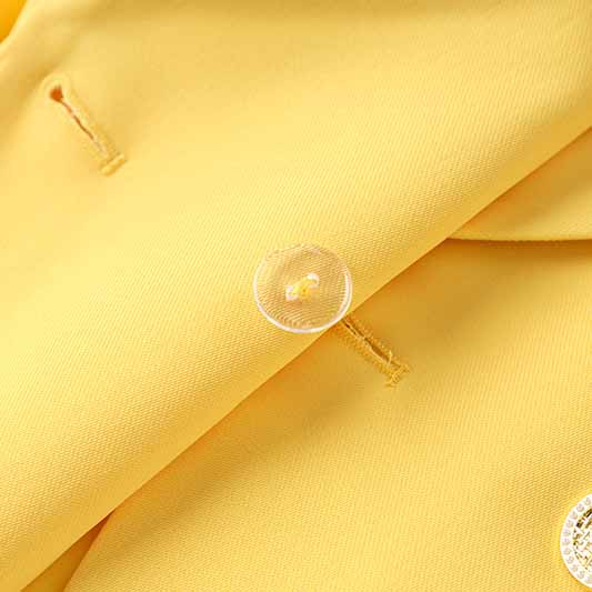 One Button Yellow Pantsuit Fitted Blazer + Mid-High Rise Trousers Pantsuit Suit Formal Wear