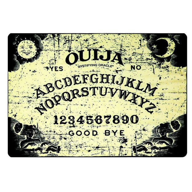 Ouija board rolled throw with belly band.